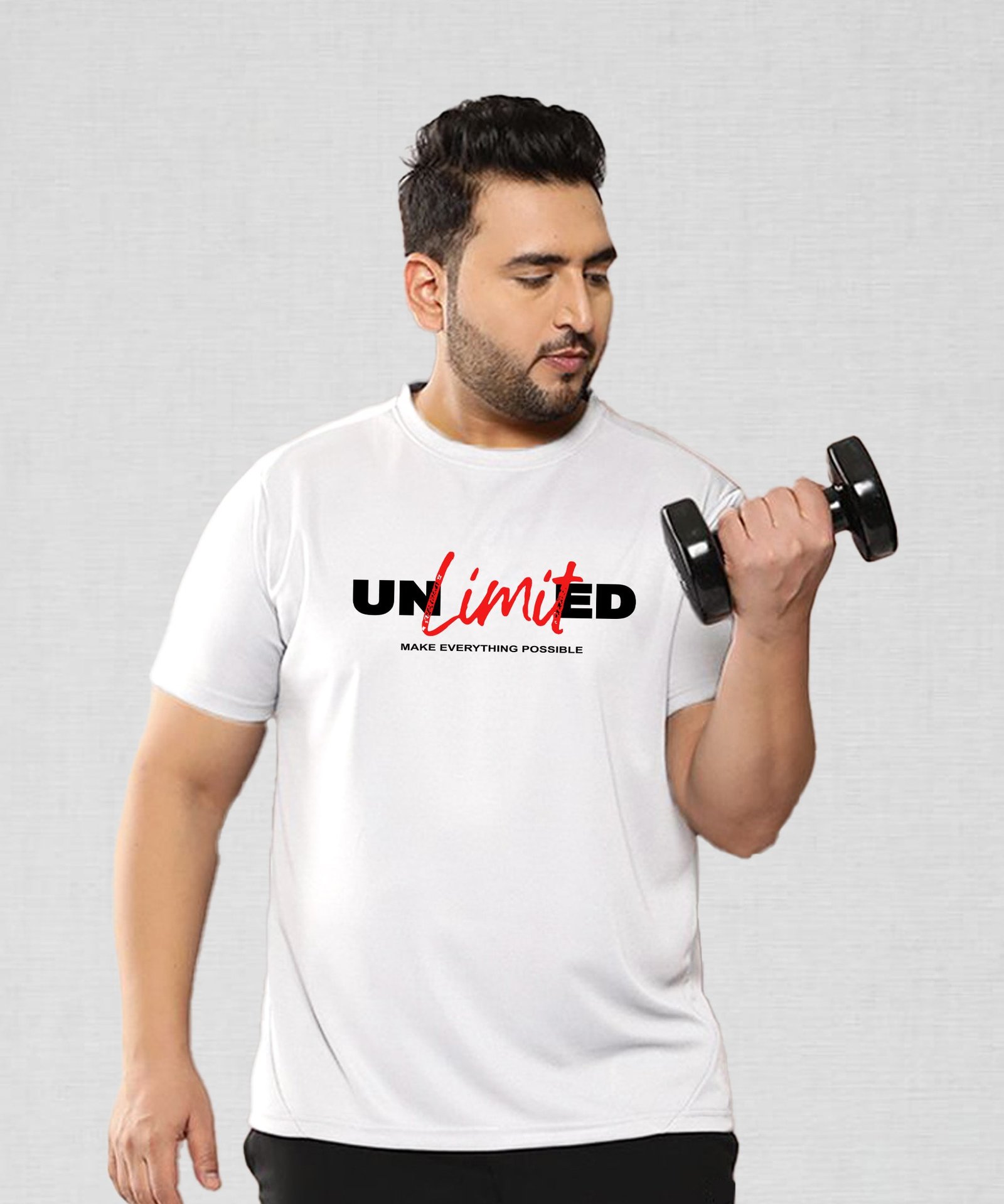 Printed White Sport gym T-shirt