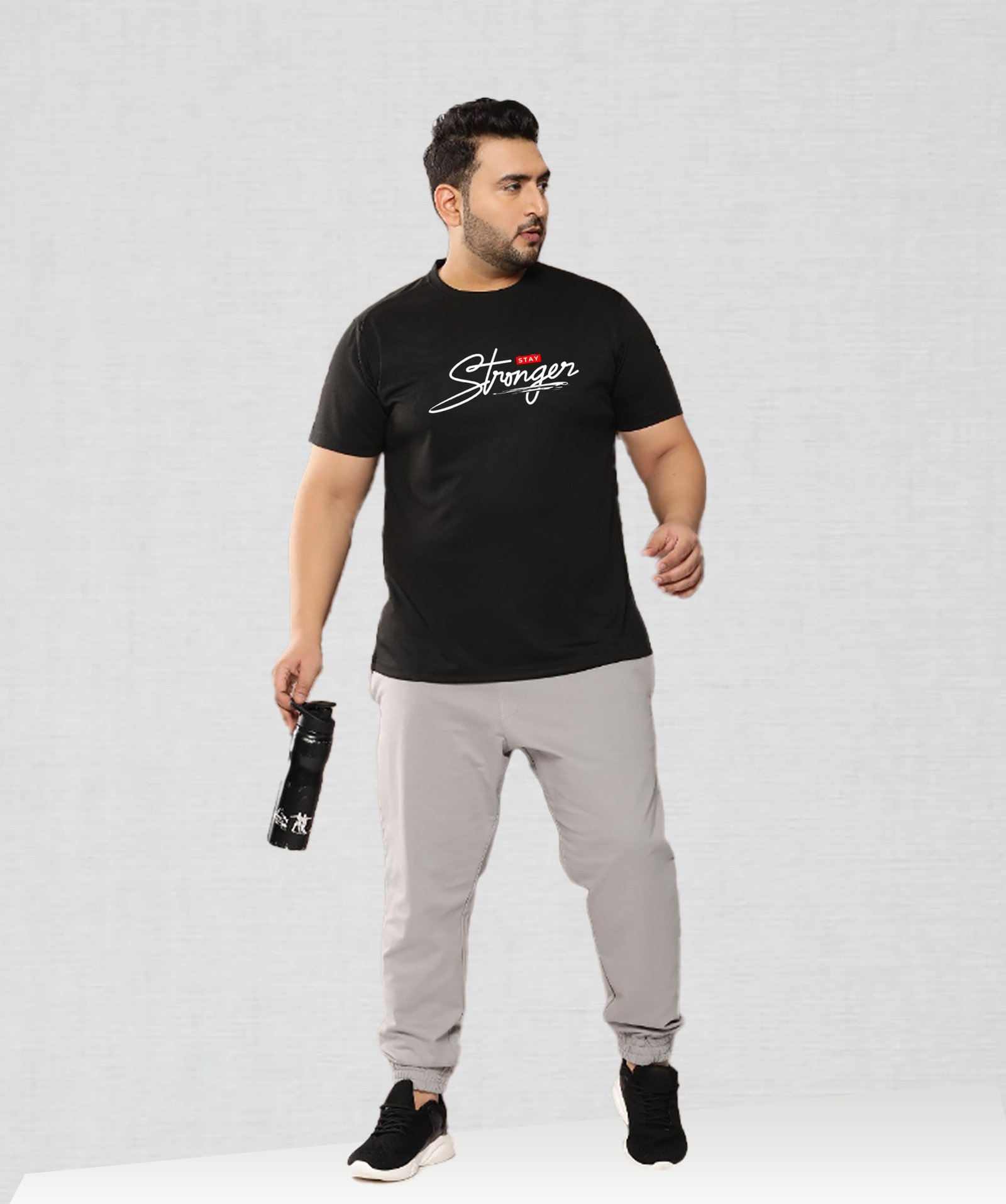 Printed Black Sport gym T-shirt