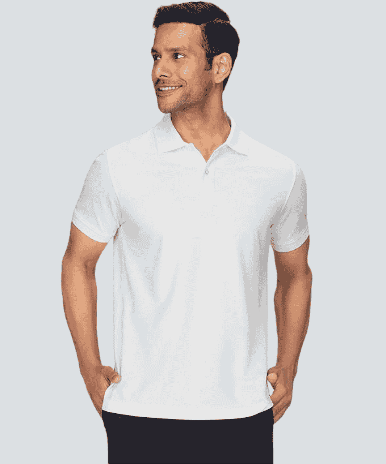 Solid Men Polo Neck White T-Shirt