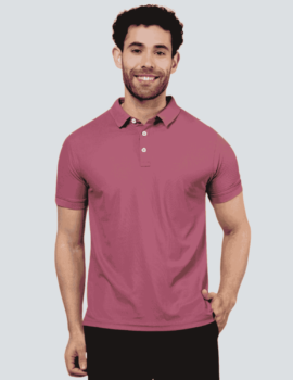 Men Solid Polo Neck Cotton Light Maroon T-Shirt