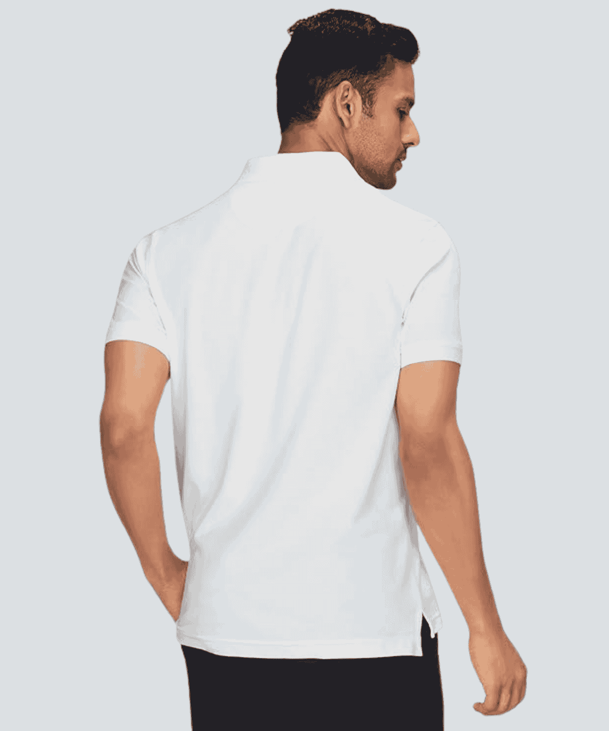 Solid Men Polo Neck White T-Shirt