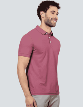 Men Solid Polo Neck Cotton Light Maroon T-Shirt