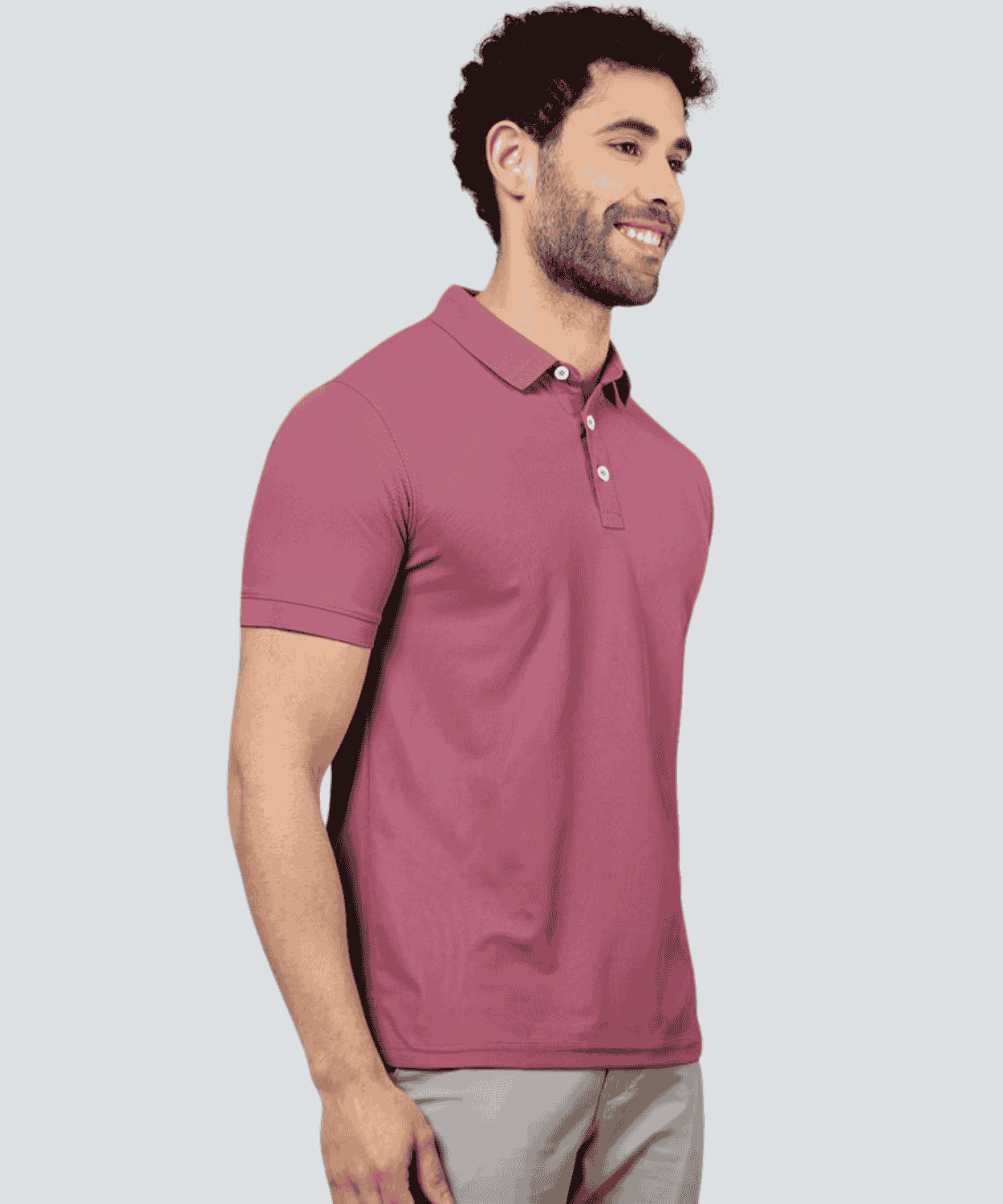 Solid Men Polo Neck Light Maroon T-Shirt