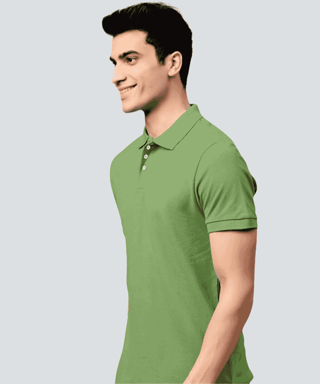 Solid Men Polo Neck Light Green T-Shirt