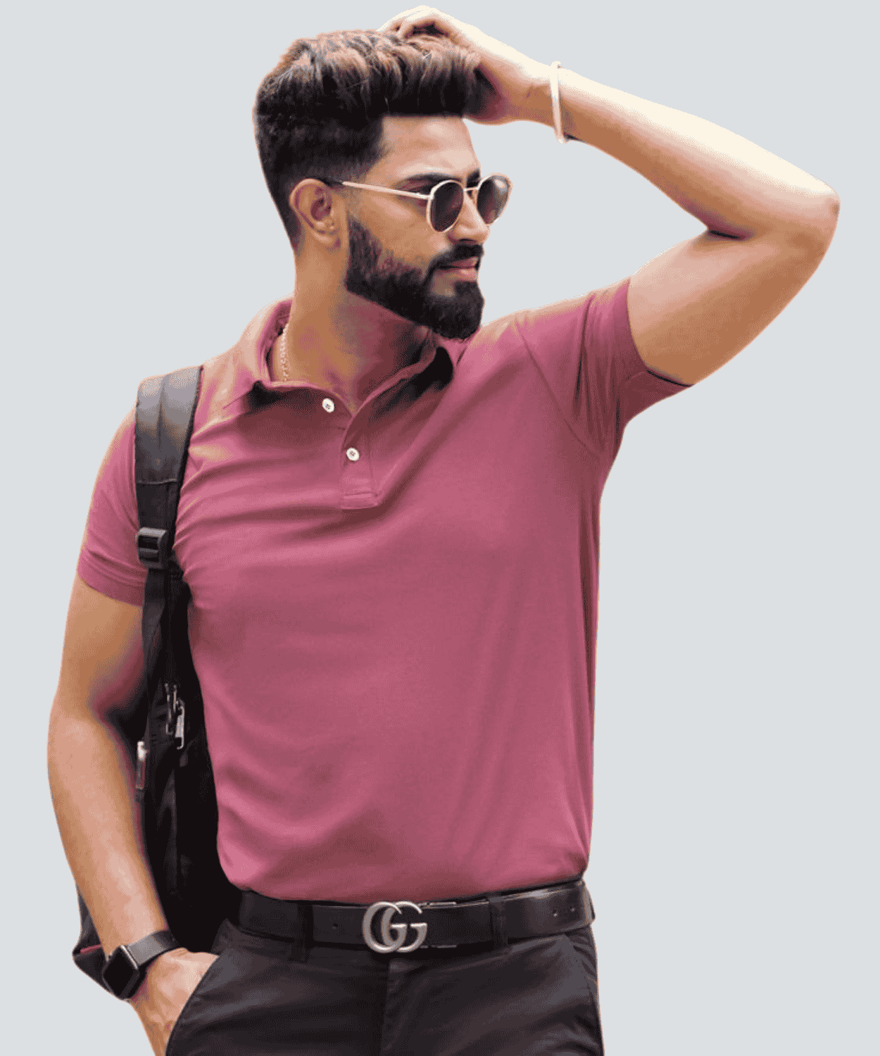 Solid Men Polo Neck Light Maroon T-Shirt