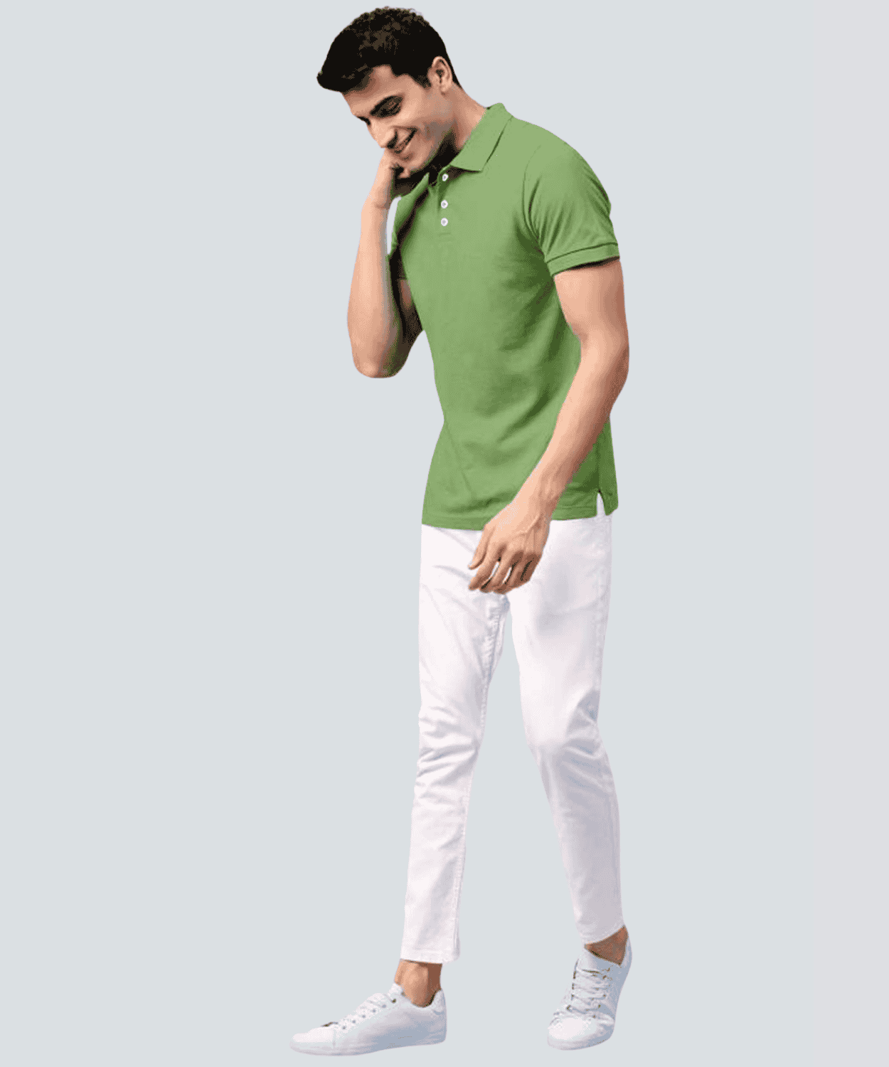 Solid Men Polo Neck Light Green T-Shirt