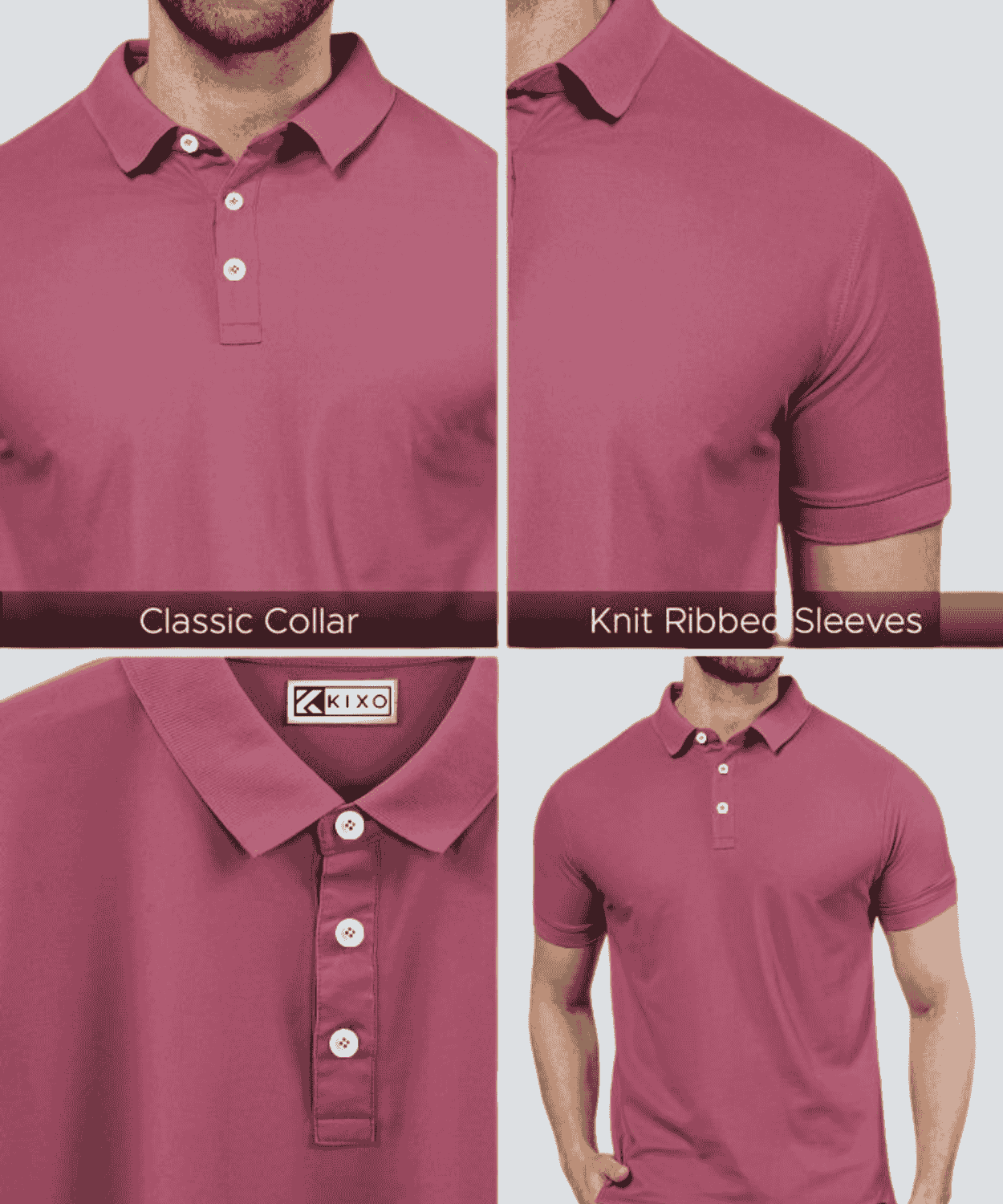Solid Men Polo Neck Light Maroon T-Shirt