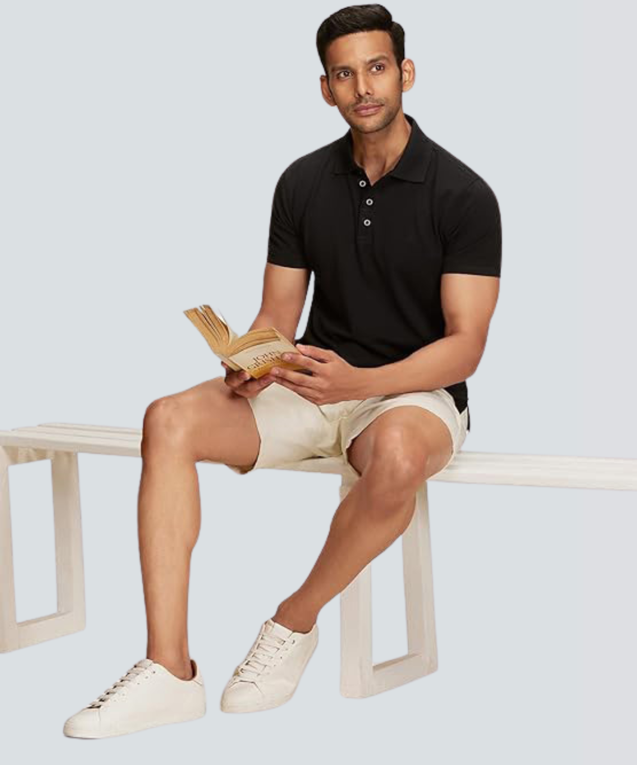 Solid Men Polo Neck Black T-Shirt