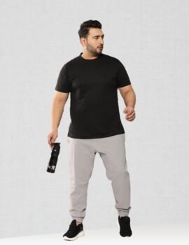 Plain Black Sport Gym T-shirt For Men (3XL-7XL)