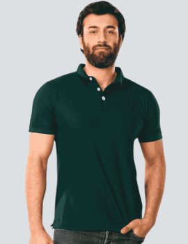 Men Solid Polo Neck Cotton Blend bottle green T-Shirt