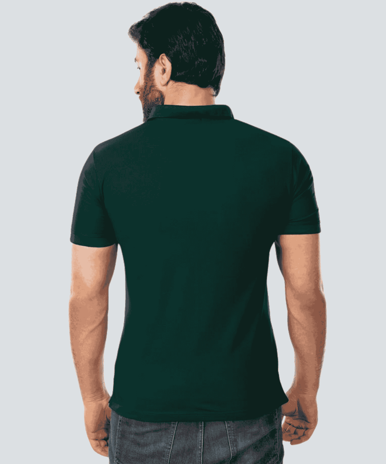 Solid Men Polo Neck Bottle Green T-Shirt