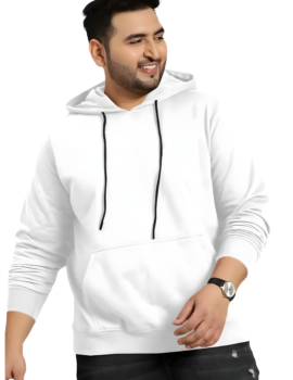 Plus Size Urban Fit Stylish Hoodie for Men In White
