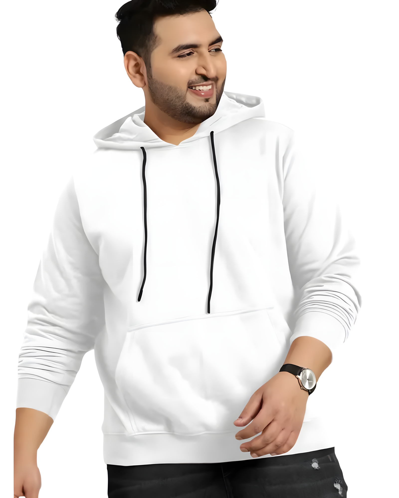 Plus Size Urban Fit Stylish Hoodie for Men In White