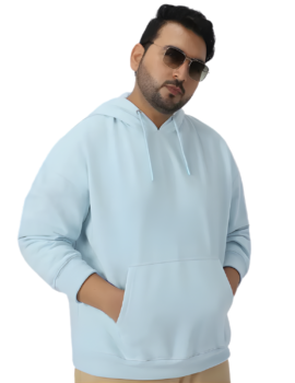 Plus Size Urban Fit Stylish Hoodie for Men In Light Blue