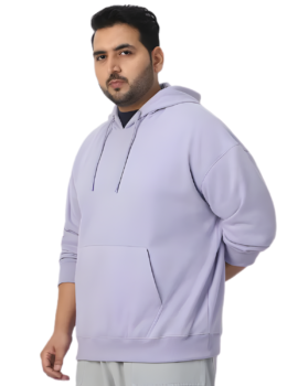 Plus Size Urban Fit Stylish Hoodie for Men In Lavender