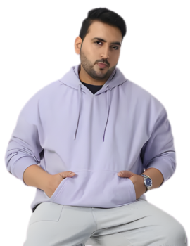 Plus Size Urban Fit Stylish Hoodie for Men In Lavender