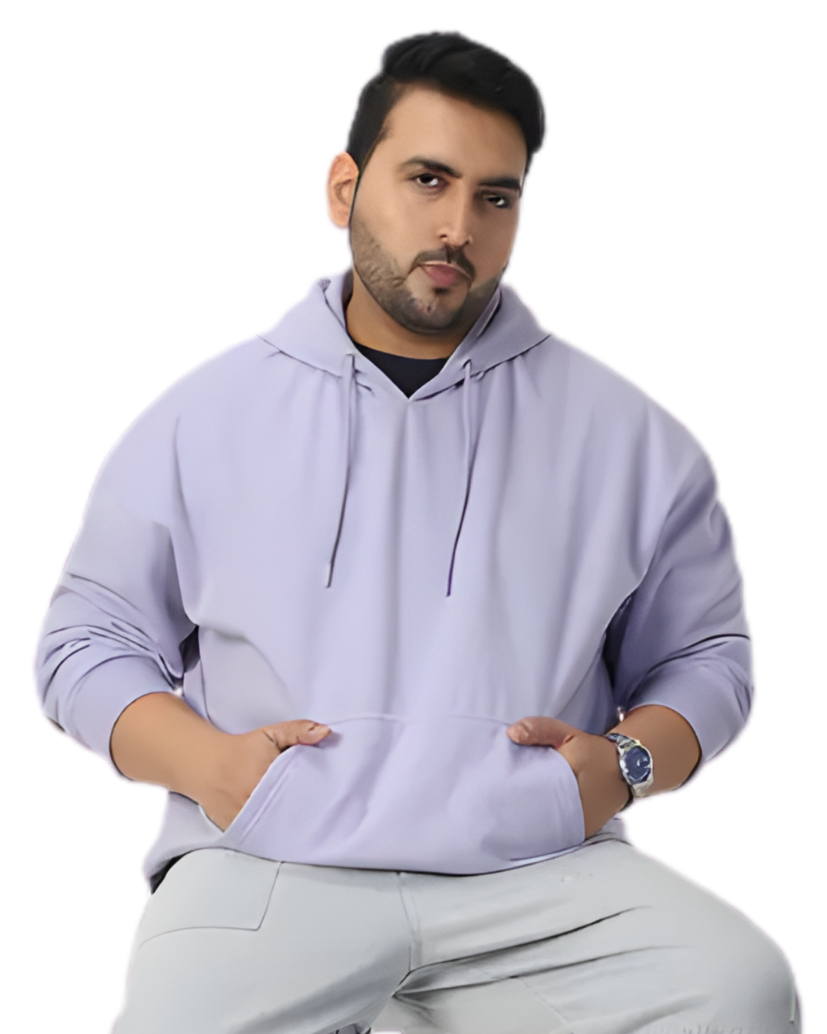 Plus Size Urban Fit Stylish Hoodie for Men In Lavender