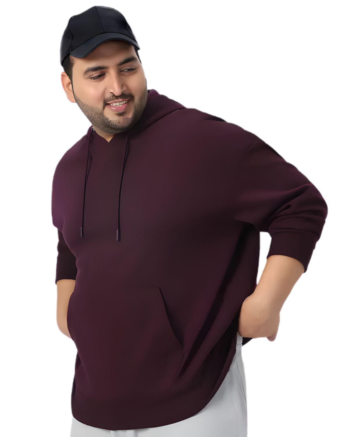 Plus Size Urban Fit Stylish Hoodie for Men In Maroon