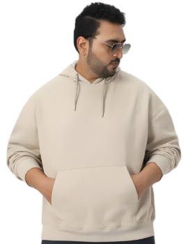 Plus Size Urban Fit Stylish Hoodie for Men In Cream Color