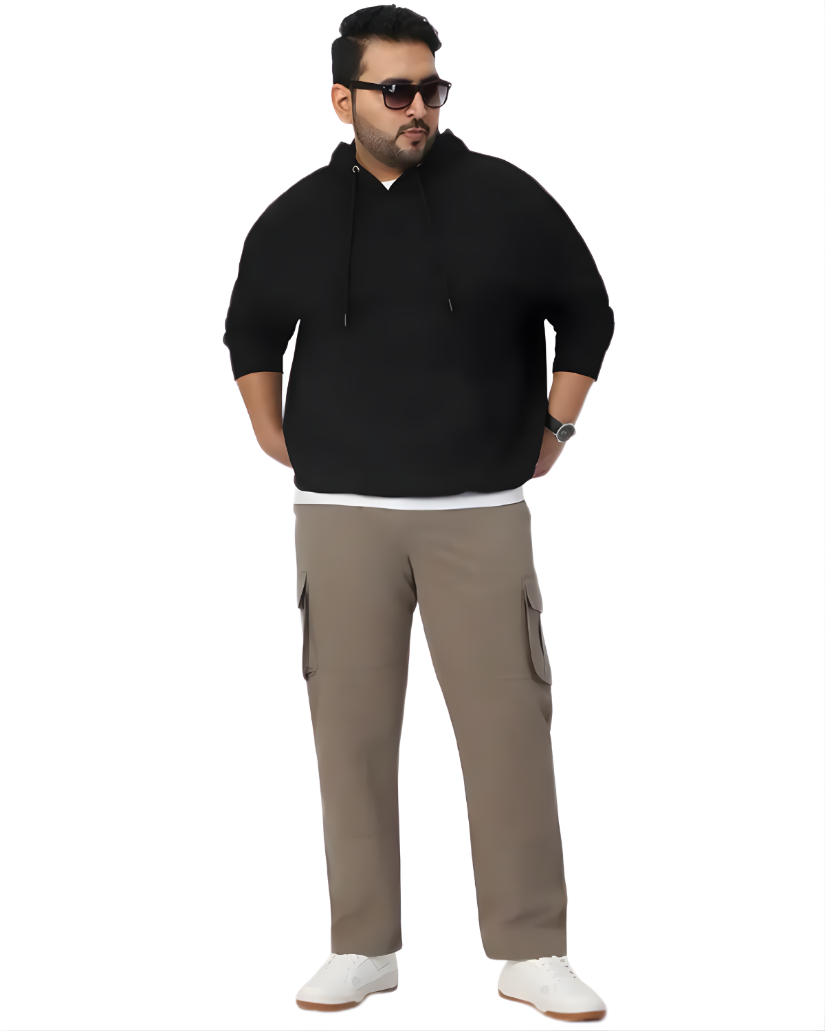 Plus Size Urban Fit Stylish Hoodie for Men In Black