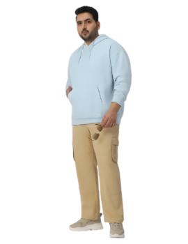 Plus Size Urban Fit Stylish Hoodie for Men In Light Blue