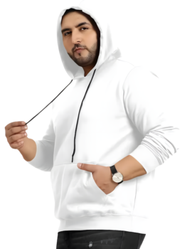 Plus Size Urban Fit Stylish Hoodie for Men In White