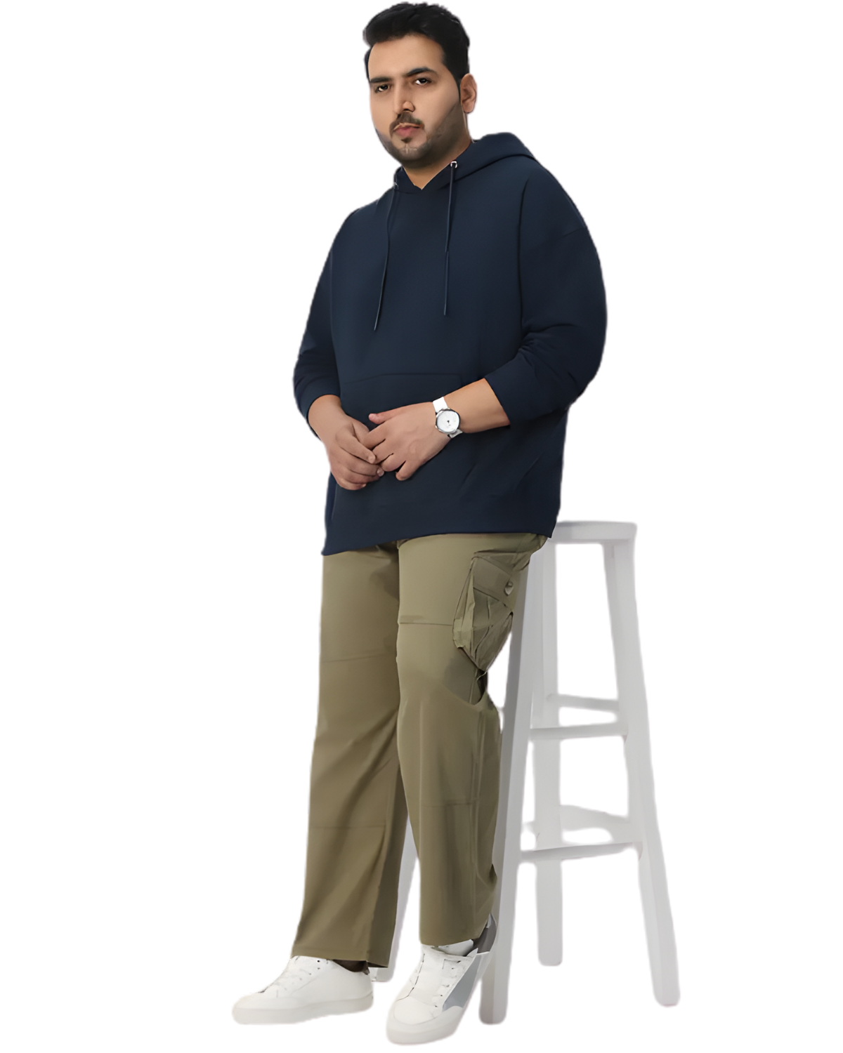 Plus Size Urban Fit Stylish Hoodie for Men In Navy Blue