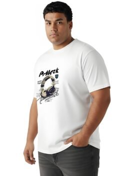 Vintage Headphones Design Plus-Size White Graphic Tee