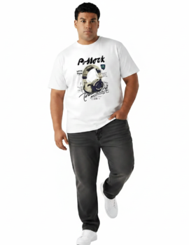 Vintage Headphones Design Plus-Size White Graphic Tee
