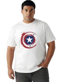 Captain America Shield Printed Cotton T-Shirt | Plus Size
