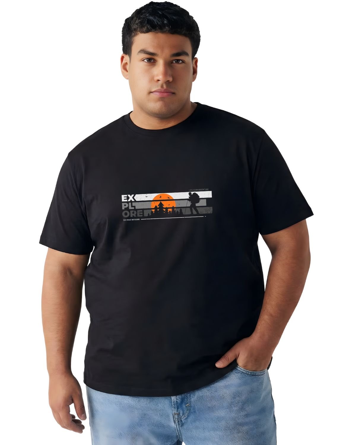 Explore every adventure Printed Plus Size Cotton Blend T-Shirt