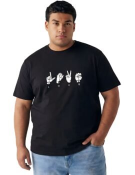 American Sign Language LOVE Tee – Premium Cotton – Plus Sizes 2XL-7XL