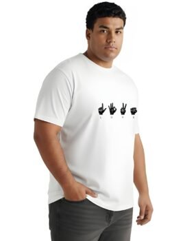 American Sign Language LOVE Tee – Premium Cotton – Plus Sizes 2XL-7XL